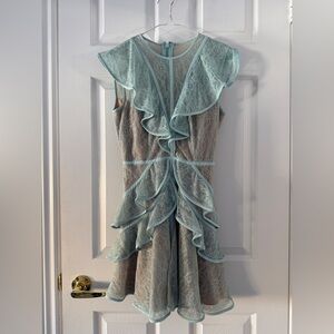 BCBGMaxAzria Light Blue Lace Ruffle Dress
